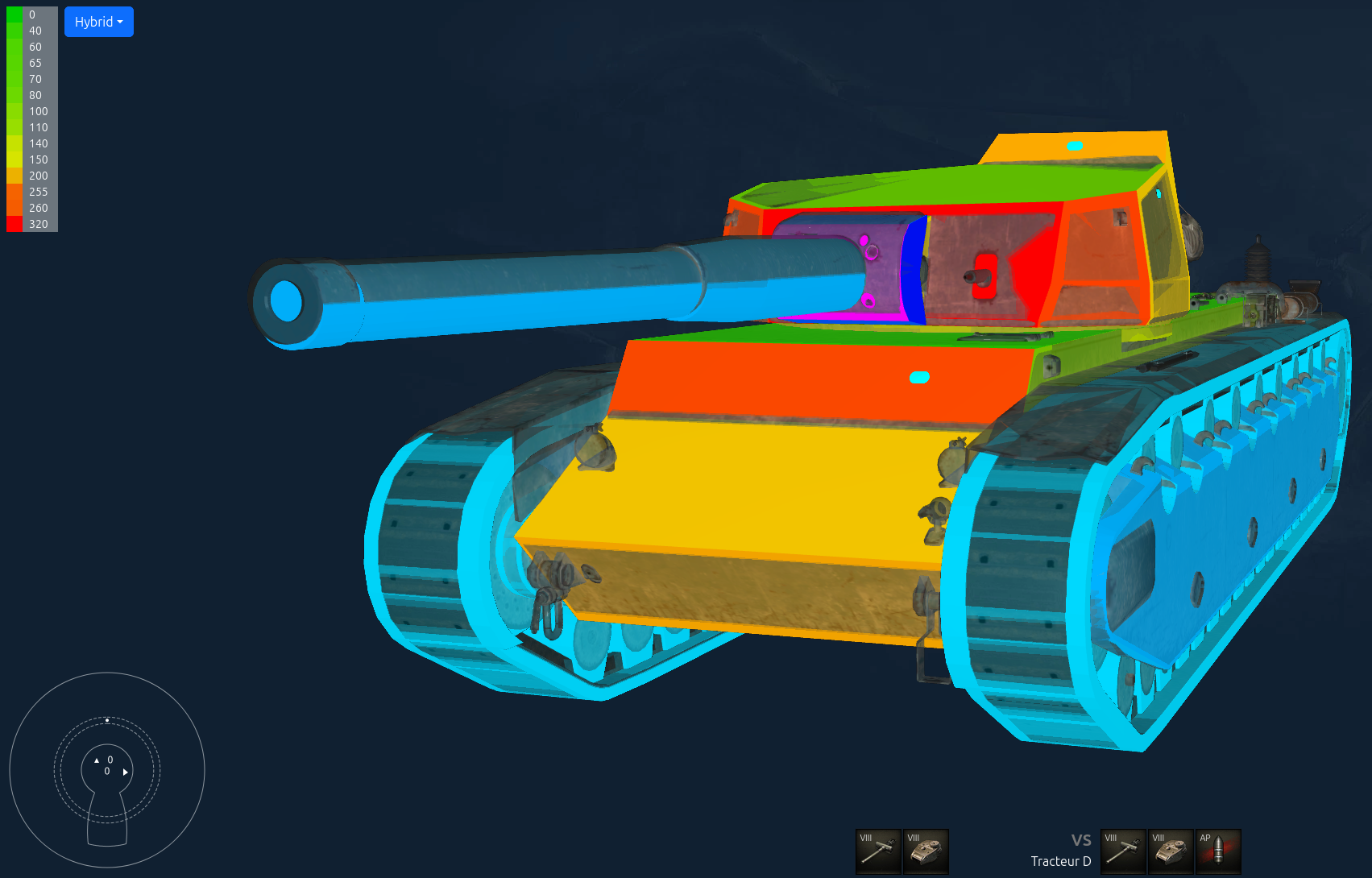 AMX Tracteur D броня и зоны пробития